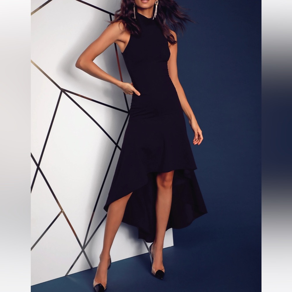 Lulus size small high low high neck black dress